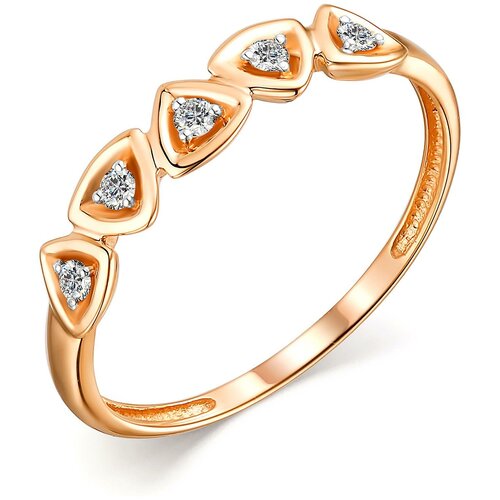 фото Алькор кольцо с 5 бриллиантами из красного золота 13722-100, размер 17