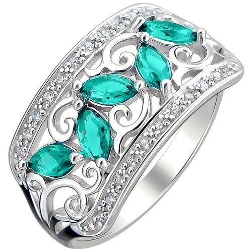 фото Эстет кольцо с фианитами и кварцами из серебра с19к25142-10, размер 17.5