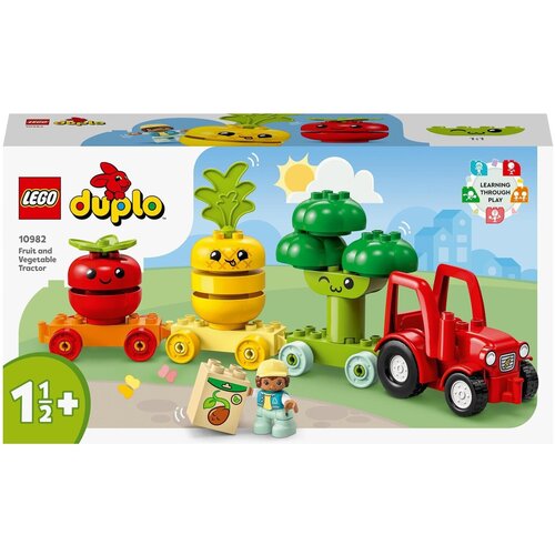 детали lego duplo 10980 зеленая пластина для строительства 1 дет Конструктор LEGO DUPLO 10982 Фруктово-овощной трактор, 19 дет.