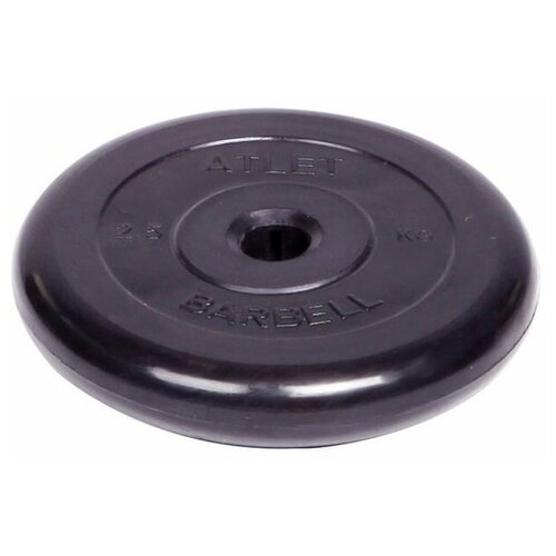 фото Диск обрезиненный "atlet" d 31 мм чёрный 2,5 кг mb barbell