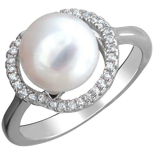 фото Эстет кольцо с жемчугом и фианитами из серебра с34к35sa516r, размер 18.5