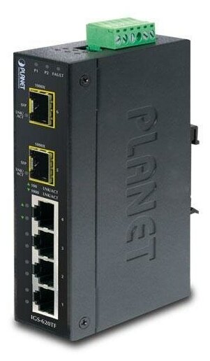 IP30 Industrial 4-Port 10/100/1000T + 2-Port 100/1000X SFP Gigabit Switch (-40 to 75 degree C)