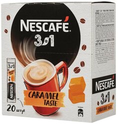 Растворимый кофе Nescafe 3 в 1 карамельный, в стиках, шоубокс, 20 уп., 290 г