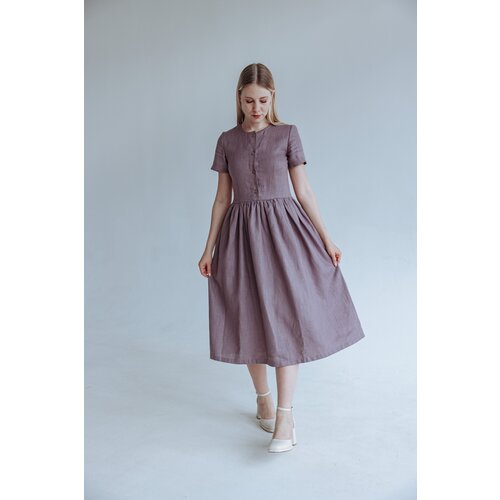 фото Платье kinfolk clothes, полуприлегающее, макси, размер 48-50, фиолетовый, серый