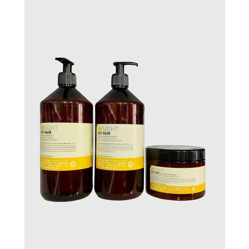 Insight Набор Dry Hair для сухих волос шампунь 900 мл + кондиционер 900 мл + маска 500 мл набор увлажняющий для сухих волос insight dry hair