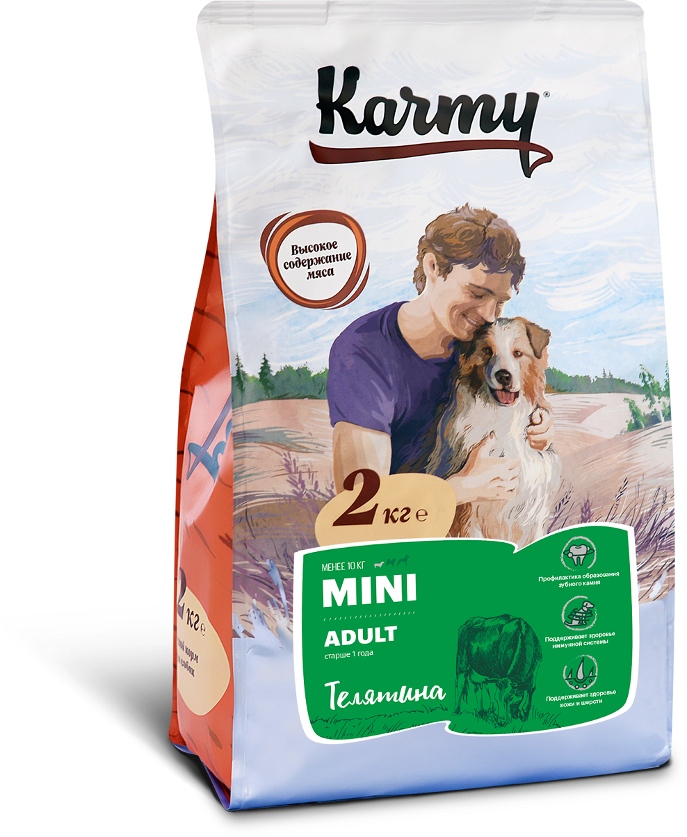 Сухой корм KARMY Mini Adult для собак мелких пород Телятина 2кг