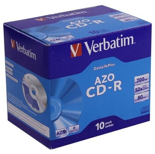 Диск Verbatim CD-R 700Mb 52x Jewel case (10шт) (43327)