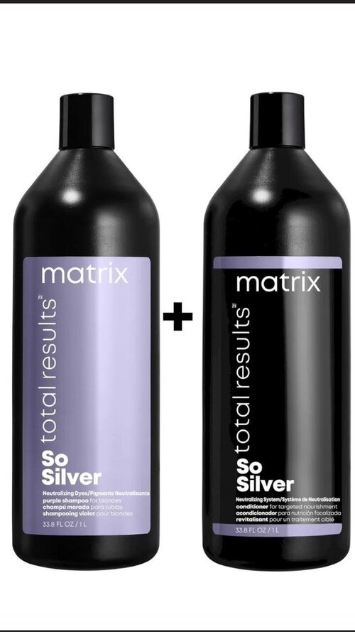 Matrix Total Results So Silver Шампунь 1000мл и Кондиционер 1000мл профессиональный, для нейтрализации желтизны