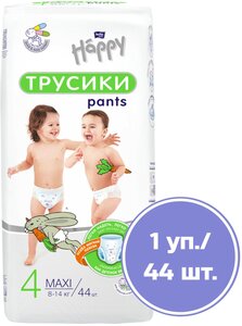 Bella Baby Happy трусики 4 (8-14 кг), 44 шт, белый