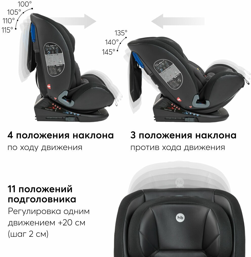 Автокресло детское от 0 до 12 лет Orex Happy Baby группа 0+/1/2/3 (до 36 кг), крепление Isofix, Top Tether, KD06, черный