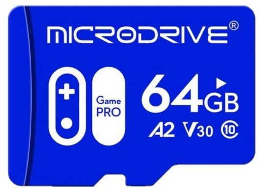 Карта памяти MICRODRIVE Micro SD GamePro класс 10 UHS-1 U3 V30 A2 64 ГБ