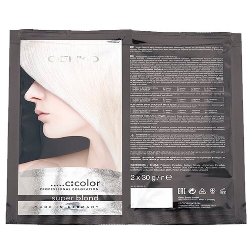 C:EHKO Блондирующий порошок Super Blond 6 %, 60 мл блондирующий порошок c ehko blonding powder super blond 2 шт