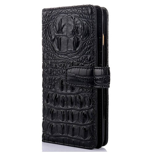 фото Чехол-книжка mypads premium для iphone 11 pro max из качественной импортной натуральной кожи теленка с фактурной прошивкой рельефа кожи крокодила экзотический черный