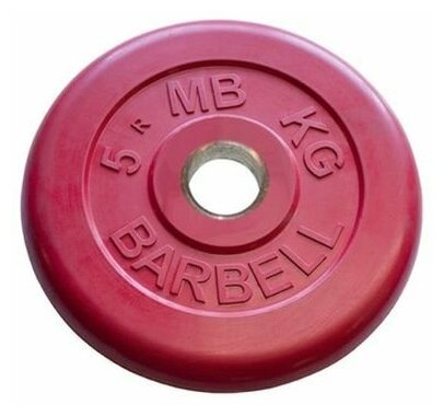 Диск обрезиненный "Barbell" d 31 мм цветной 5,0 кг