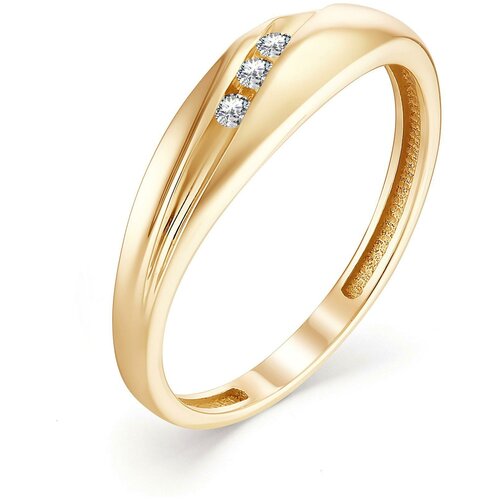 фото Алькор кольцо с 3 бриллиантами из красного золота 13103-100, размер 16