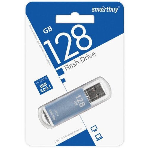 Память Flash USB 128 Gb Smartbuy V-Cut Blue USB 3.0 память usb flash 128 гб smartbuy crown series [sb128gbcrw bl]