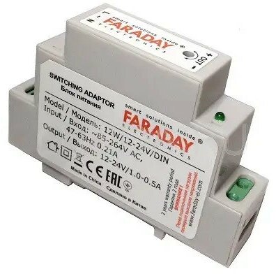 Блок питания FARADAY 12W/12-24V/DIN ZONT ML13968