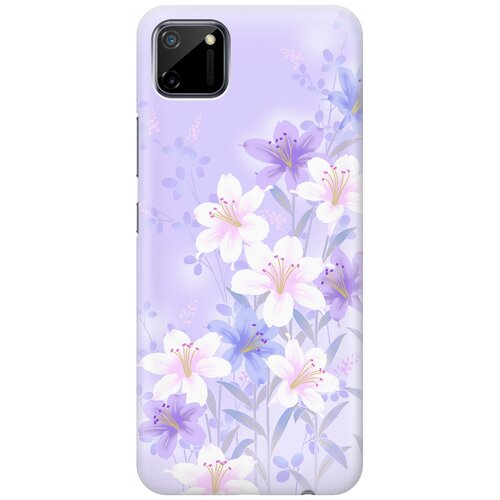 фото Ультратонкий силиконовый чехол-накладка для realme c11 с принтом "лилии на фиолетовом" gosso