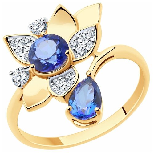 фото Sokolov кольцо из золота с топазами swarovski и фианитами swarovski 715962, размер 17