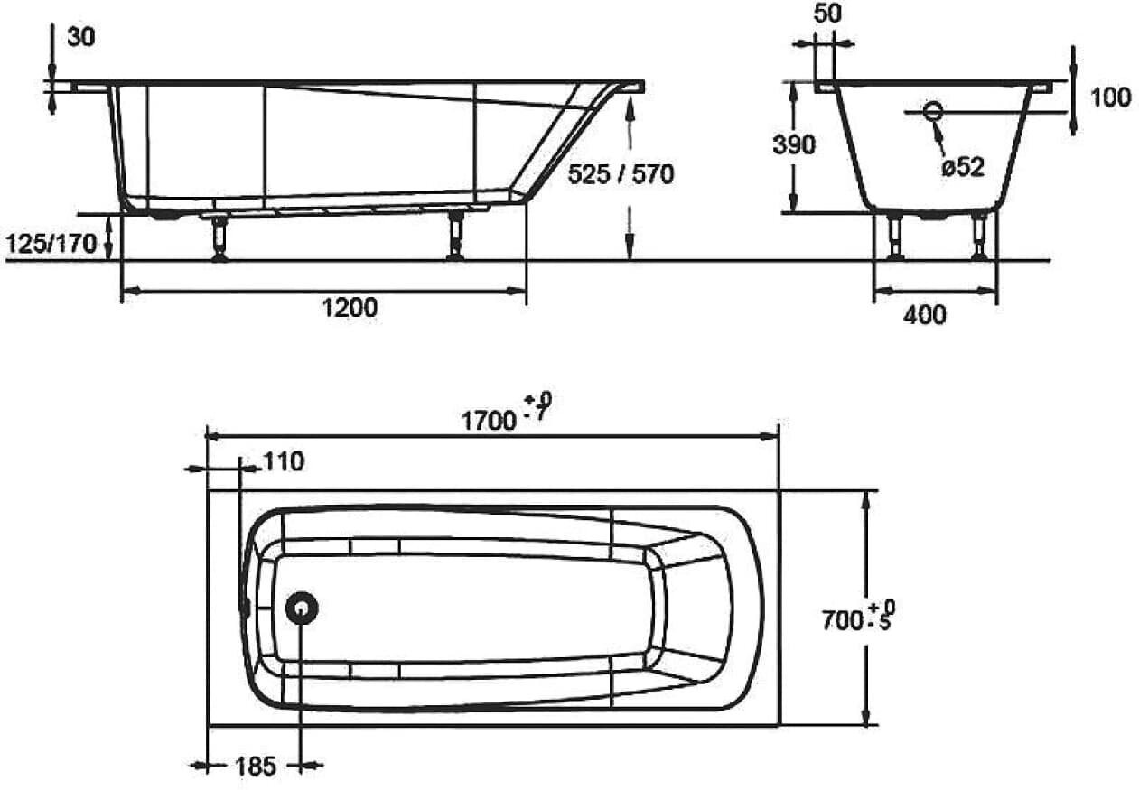 Акриловая ванна Jacob Delafon Patio 170х70 E6812RU-01