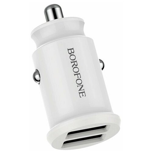 Автомобильное зарядное устройство USB Borofone BZ14 (2.4A, 2 порта, кабель Lightning) Белый