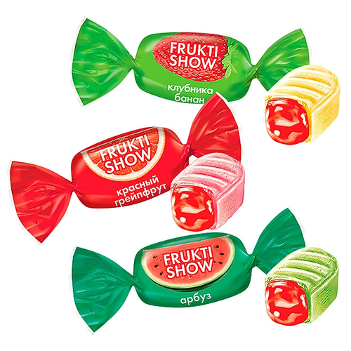 Карамель KDV Frukti Show (Фрукти Шоу) ассорти с желейной начинкой, 500 г