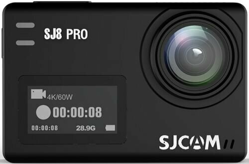 Экшн-камера SJCAM SJ8 PRO видео до 4K/60FPS, Sony IMX377, цифровой 8-кратный зум, 2 встроенных микрофона, экран основной сенсорный 2.33" IPS, экран фр