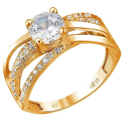 фото Эстет кольцо с 52 фианитами из серебра с позолотой 01к1511447а, размер 17