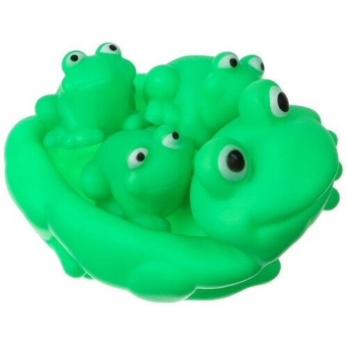 Набор игрушек для ванны Лягушка, мыльница, 3 игрушки, с пищалкой 1 шт книжка для купания с пищалкой находчивая лягушка