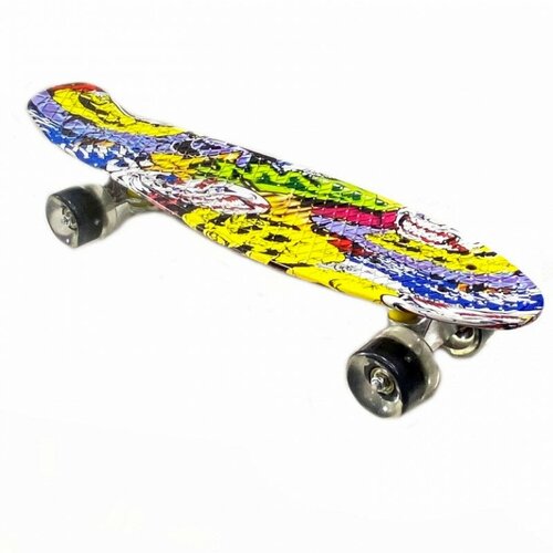 фото Скейтборд-пенниборд для детей и подростков, светящиеся колеса, хип-хоп желтый jc