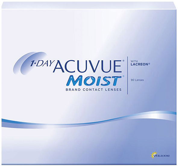 Контактные линзы Acuvue 1-Day Moist, 90 шт., R 8,5, D -1