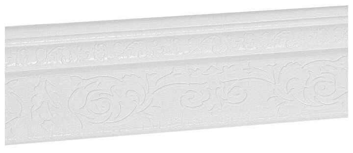 Самоклеящийся ПВХ плинтус 3D белый с узором, 2,3м - фотография № 1