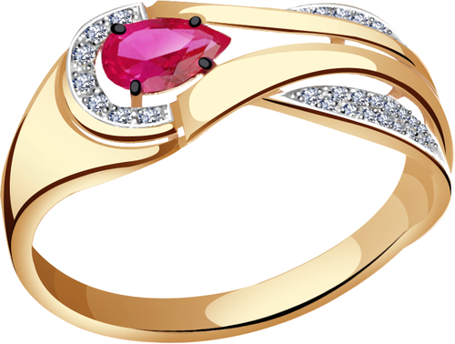 Кольцо Diamant online, золото, 585 проба, бриллиант, рубин, размер 18.5