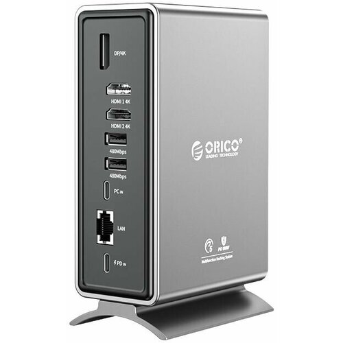 Док-станция ORICO серебристый (ORICO-CDH-15P-SV-BP) док станция vention tpjh0 eu usb c to hdmi vga usb 3 1 gen 2 usb 3 1 gen 2 c usb 3 0x2 rj45 sd tf trrs 3 5mm pd aluminum gray