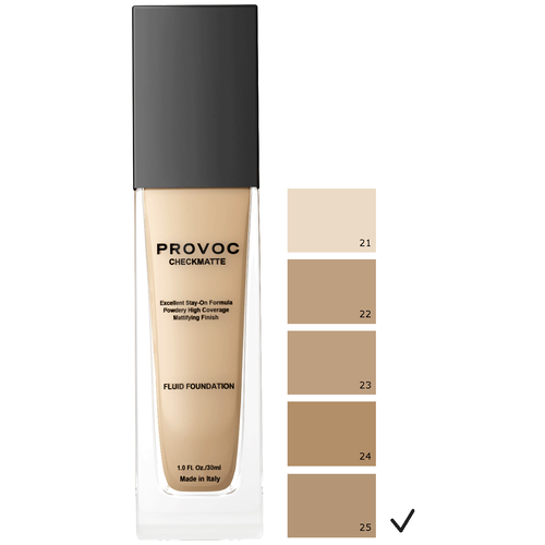 Provoc Тональный флюид Checkmatte Foundation, 30 мл, оттенок: 25 тональная основа для лица proposal fluid foundation velvety finish spf15 30мл no12