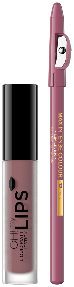 Набор Помада для губ матовая + Карандаш для губ Eveline Cosmetics Oh! My Lips Kit Liquid Mat Lipstick & Contour Lip Liner т.04/12 4,5 мл/0,8 г