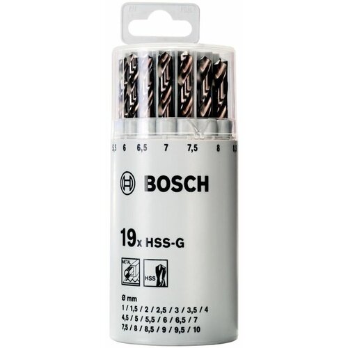 Набор сверл по металлу, 19 шт, HSS-G Bosch 2607018361