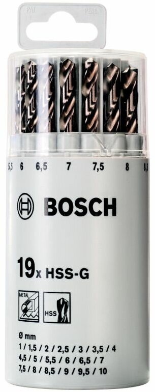 Набор сверл по металлу, 19 шт, HSS-G Bosch 2607018361