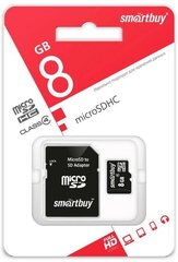 Карта памяти (SMARTBUY (SB8GBSDCL4-01) MicroSDHC 8GB Сlass4 + адаптер)