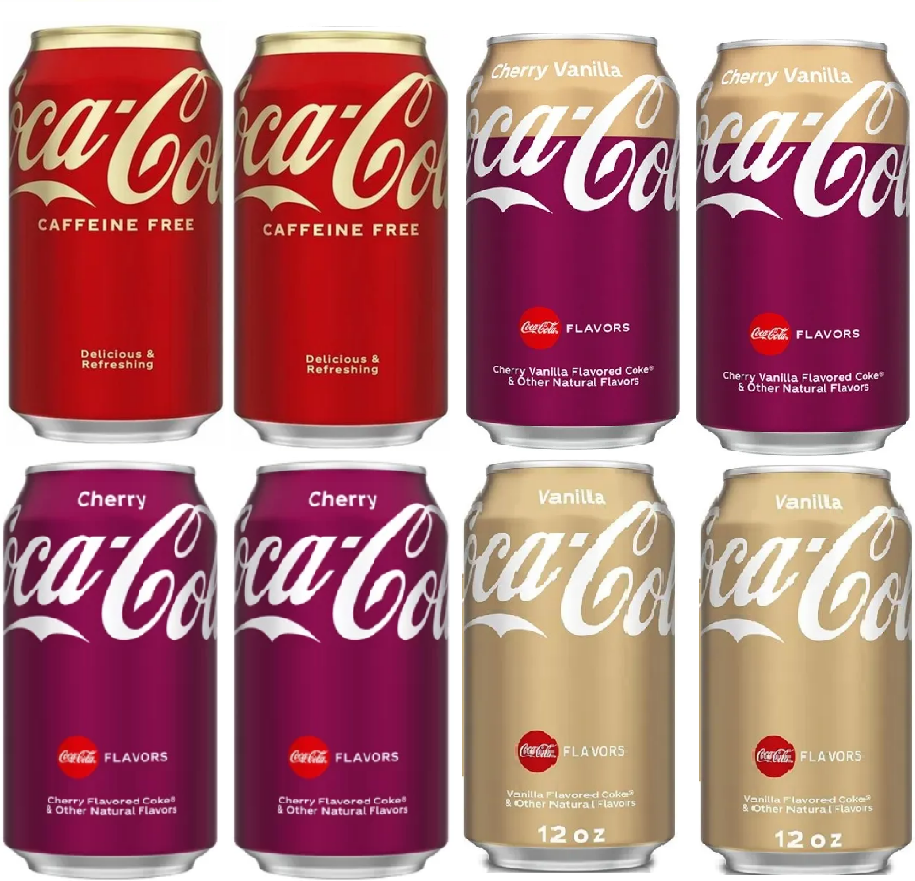 Набор Coca-Cola Original (Cherry-Vanilla, Vanilla , Caffein Free, Cherry) ( 8 по 355 мл). США