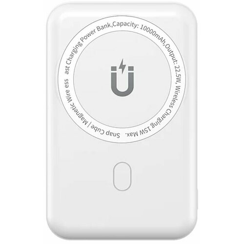 Внешний аккумулятор с MagSafe WiWU Snap Cube Power Bank на 10000 мАч и подставкой для iPhone 121314 - Белый 359900₽