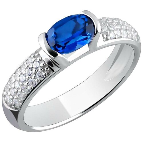 фото Эстет кольцо с сапфиром и фианитами из серебра 01к252703-1, размер 19.5