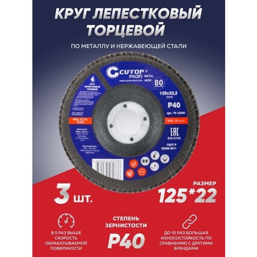 Круг шлифовальный лепестковый Катоп, торцевой 125х40х3