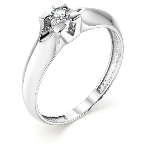 фото Алькор кольцо с 1 бриллиантом из белого золота 13179-200, размер 18