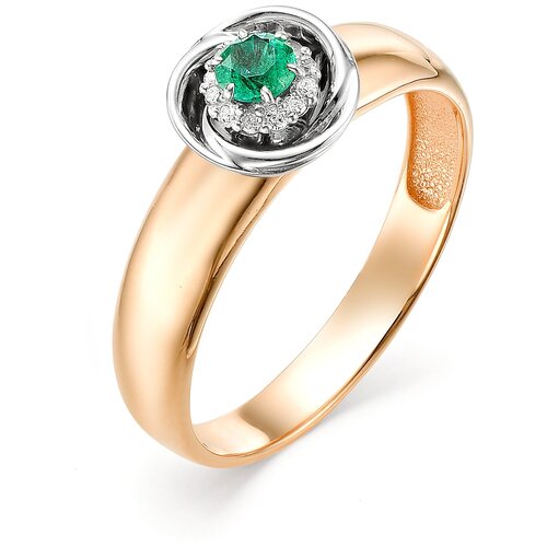 фото Алькор кольцо с изумрудом и бриллиантами из красного золота 11534-101, размер 18