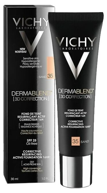 Vichy Тональный крем Dermablend 3D Correction, 30 мл/150 г, оттенок: 35 Sand