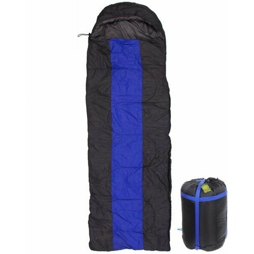 Спальник одеяло с капюшоном 210х70см 1400гр серо-синий 0С 256700₽