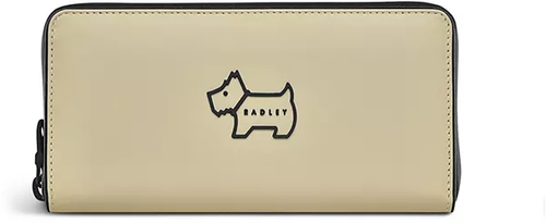 Кошелек Radley, натуральная кожа, гладкая фактура, на молнии, 2 отделения для банкнот, отделения для карт и монет, бежевый