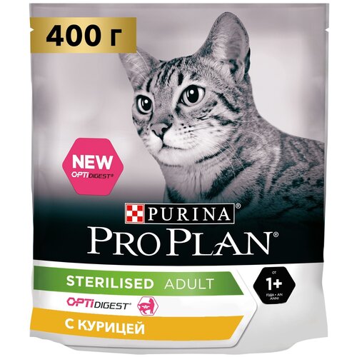 Purina Pro Plan Для Кастрированных кошек с чувствительным пищеварением, курица (Optidigest Sterilised) 400 гр (2 шт.)