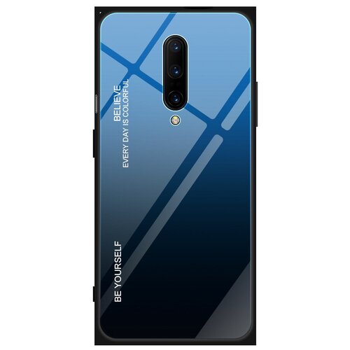 фото Чехол-бампер mypads для oneplus 8 стеклянный из закаленного стекла с эффектом градиент зеркальный блестящий переливающийся синий
